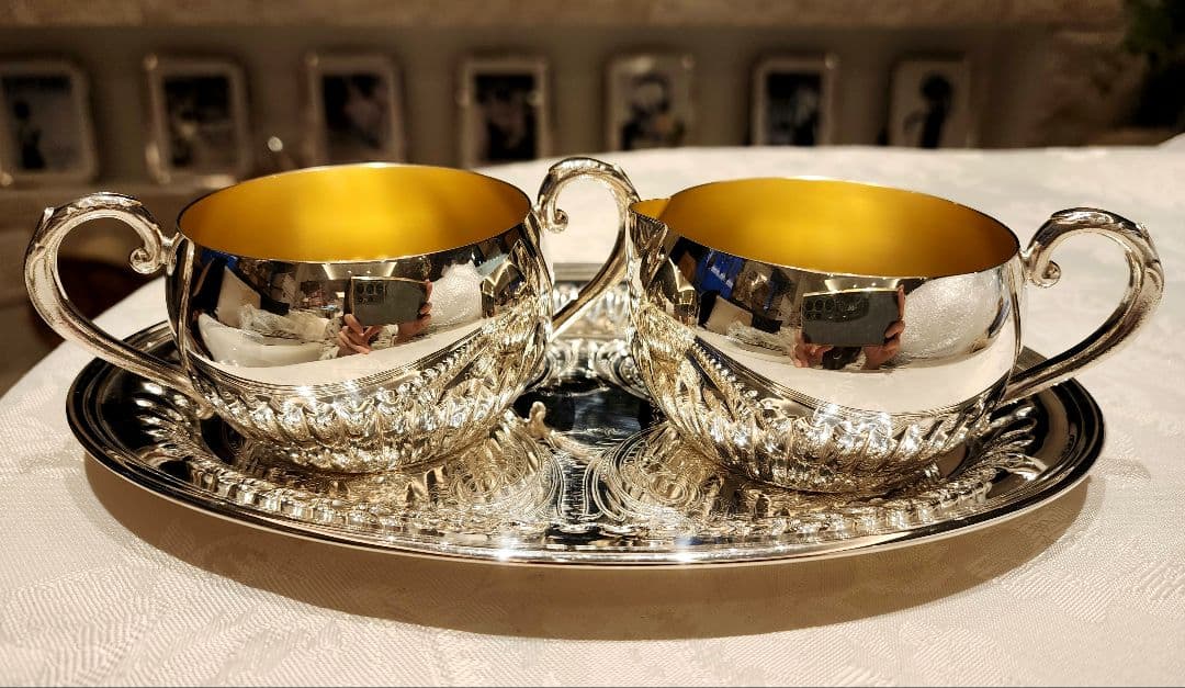 純銀P シルバープレート シュガー クリーマー トレイ ビンテージ シルバー