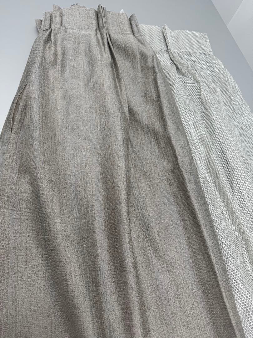 高級カーテン レース 2種セット Sumiko Honda ベージュ シルバー