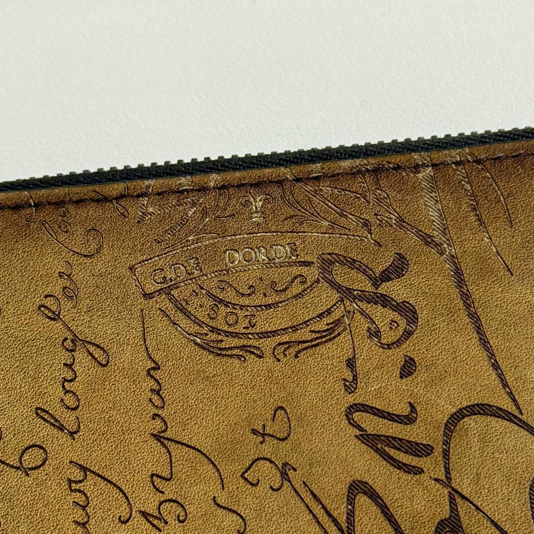 美品 Berluti カリグラフィー 長財布 ブラウン スタンプ ラウンドジップ