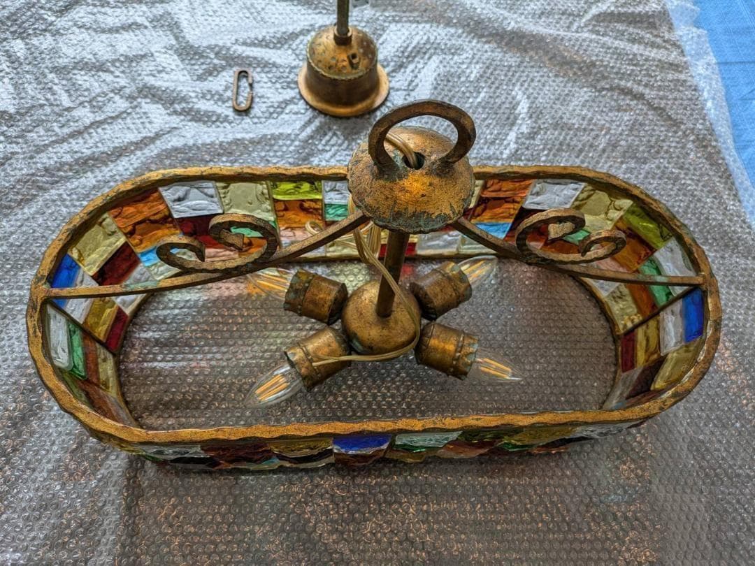 【超希少】イタリア製　シャンデリア　照明　アンティーク　ガラス　ビンテージ