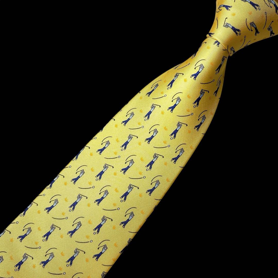 未使用 HERMES ゴルフ柄 シルク ネクタイ 新春 希少