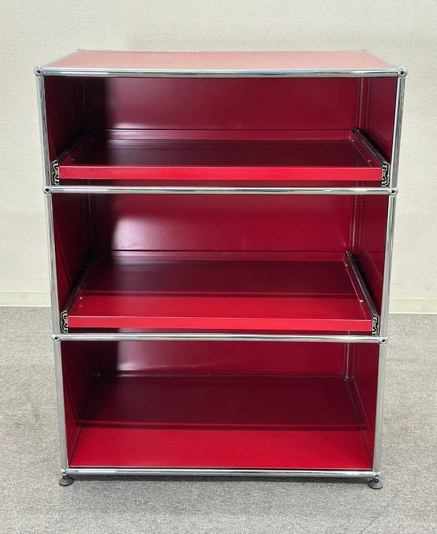 正規品■USMハラー■シェルフ　スライドトレー付き　奥行き深め　ルビーレッド