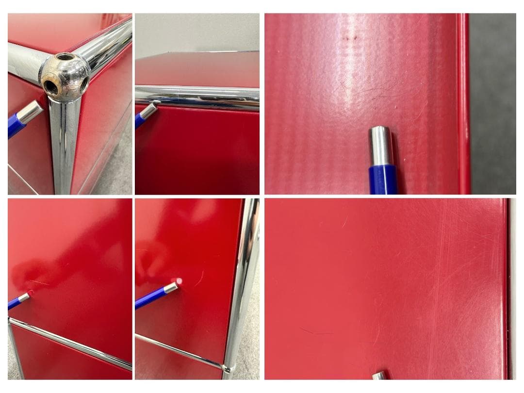 正規品■USMハラー■シェルフ　スライドトレー付き　奥行き深め　ルビーレッド