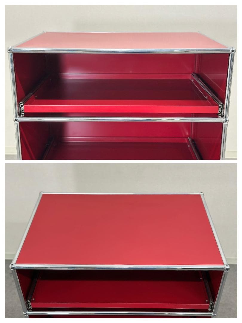 正規品■USMハラー■シェルフ　スライドトレー付き　奥行き深め　ルビーレッド