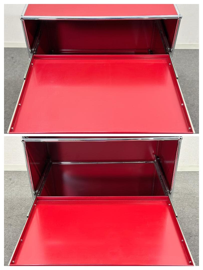 正規品■USMハラー■シェルフ　スライドトレー付き　奥行き深め　ルビーレッド