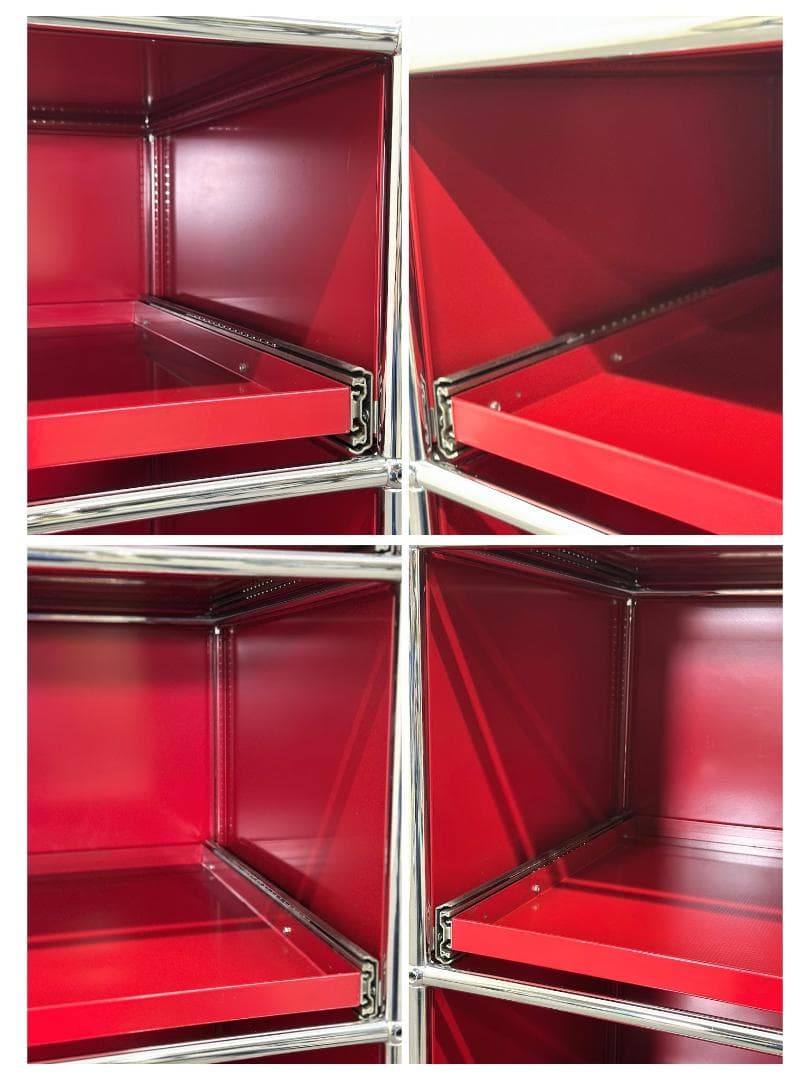 正規品■USMハラー■シェルフ　スライドトレー付き　奥行き深め　ルビーレッド