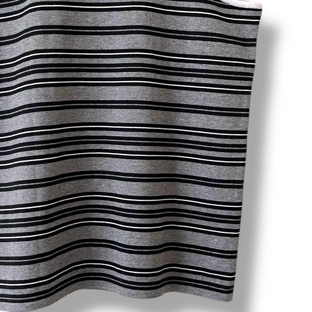 シャネル ココマーク ボーダー タンクトップ グレー 38 コットン