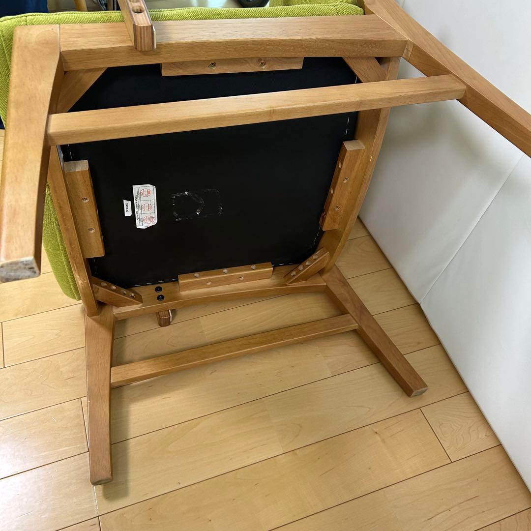 希少　ナフコ　天然木　ソファーチェア　ベンチ風切り替え可能　ラバーウッド