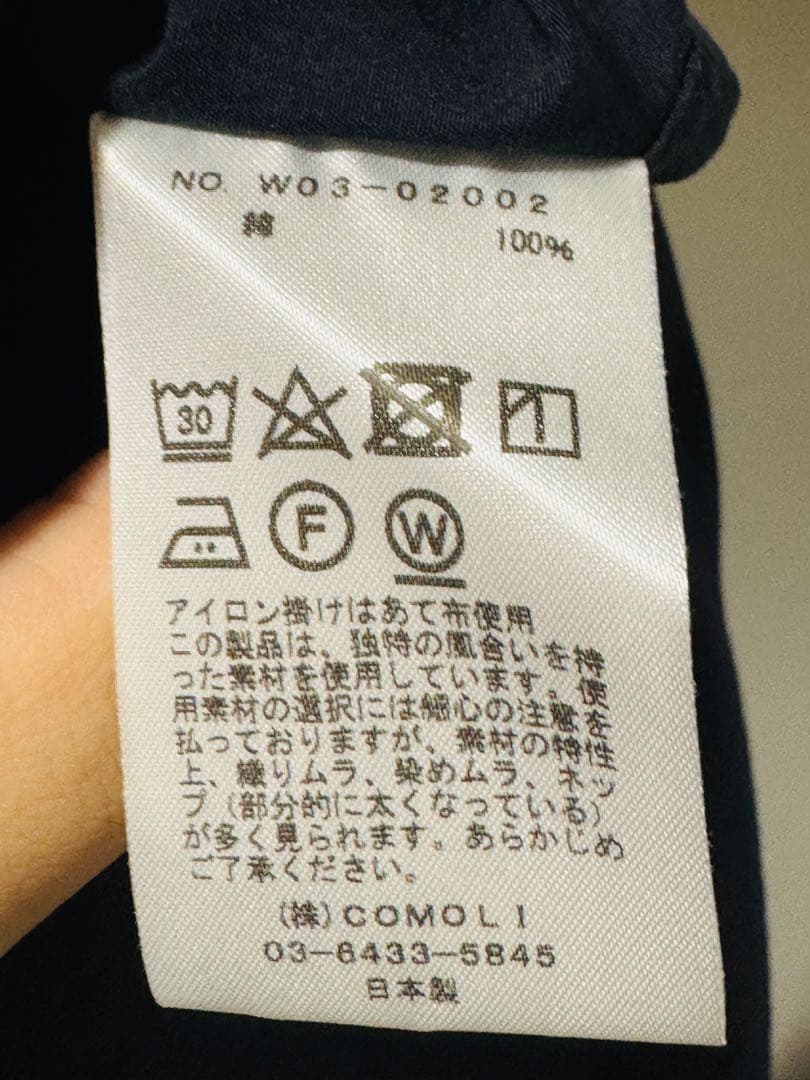 COMOLI バンドカラーシャツ NAVY 2