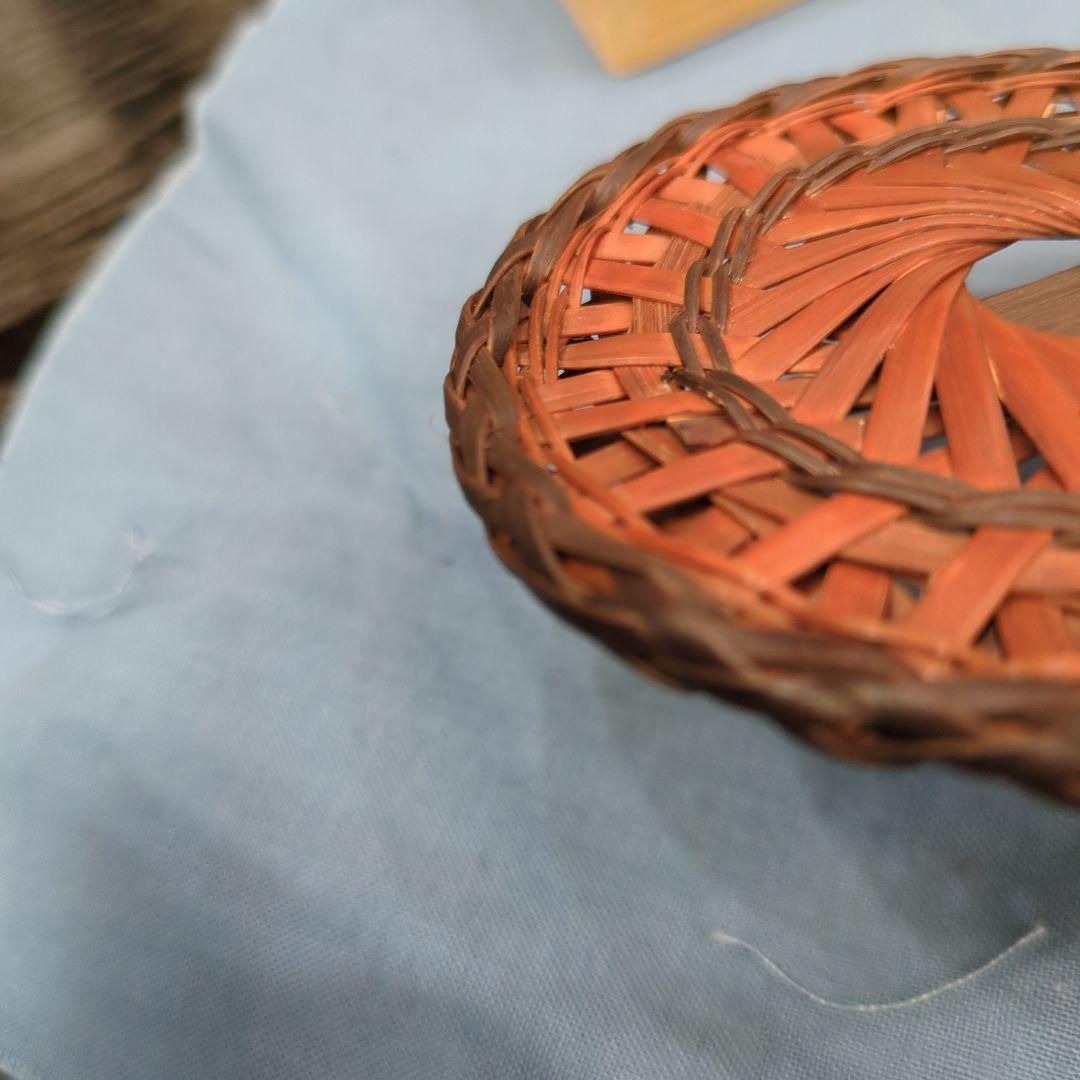 人間国宝 五世 早川 尚古斎 造 輪口編 瓶床 瓶敷　瓶座　共箱　木箱