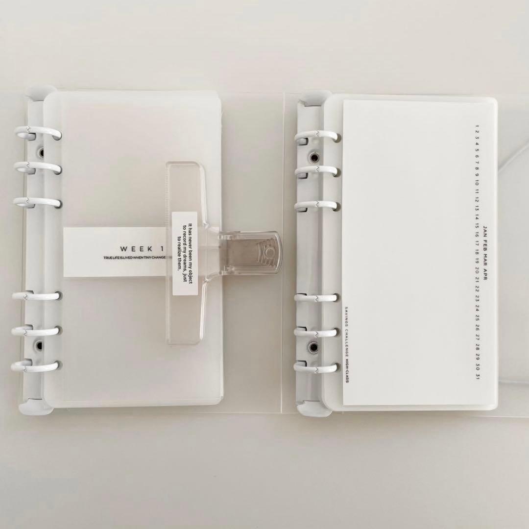 ami　韓国　貯金　バインダー　リフィル　ダブルリングバインダー　黒　3