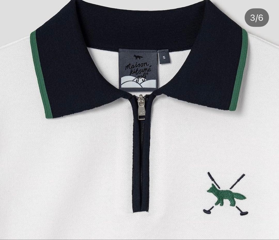 ホワイトポロシャツ maison kitsune golf