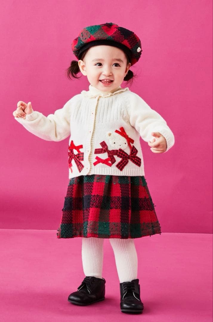 新品 ファミリア familiar ジャンパースカート 90cm 赤