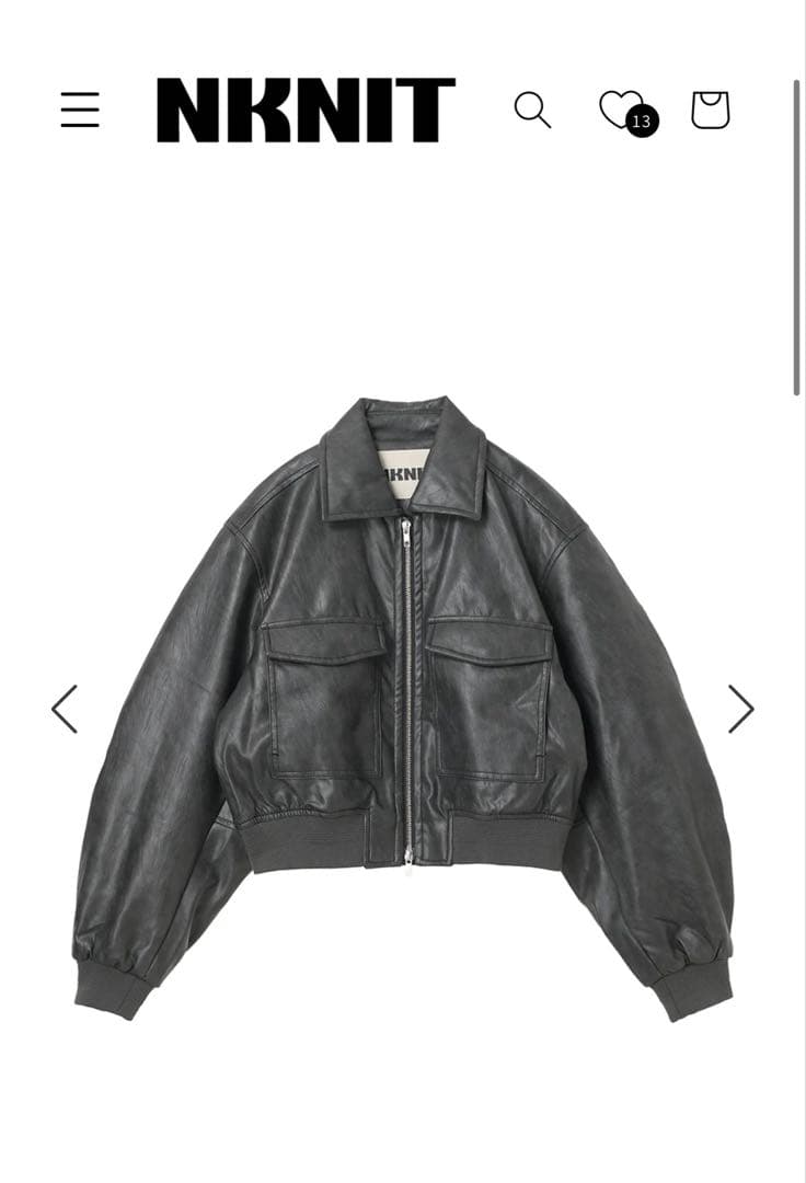 ジャケット・アウター nknit syntheticleatherpaddedshort jacket