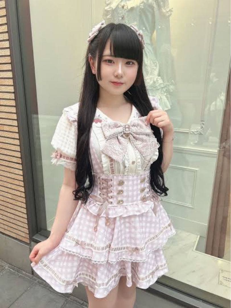 LIZLISA ストロベリー刺繍セーラーリブブラウス ピンク