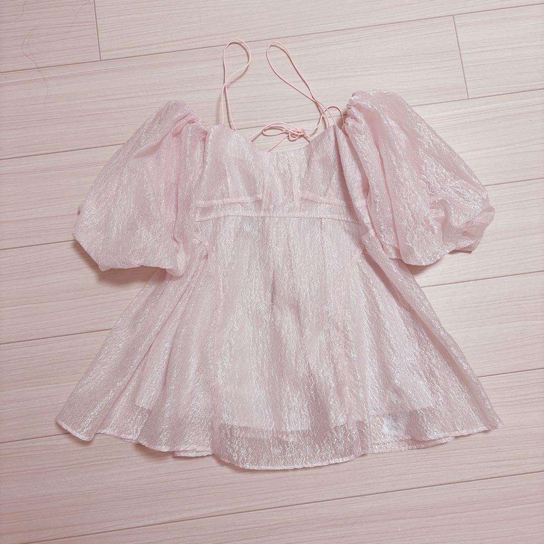 美品 LILY BROWN 3wayシアージャガードペプラムブラウス