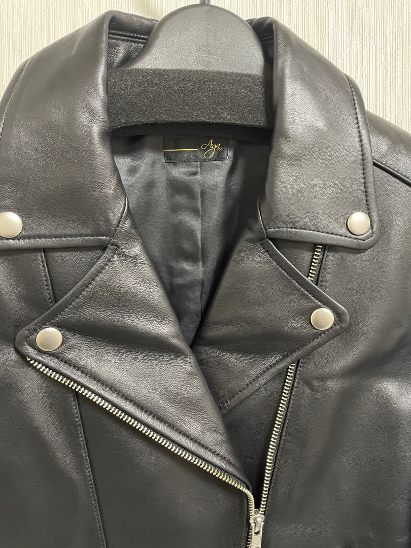 【新品、未使用】Aga ブラック ライダースジャケット　ラム革