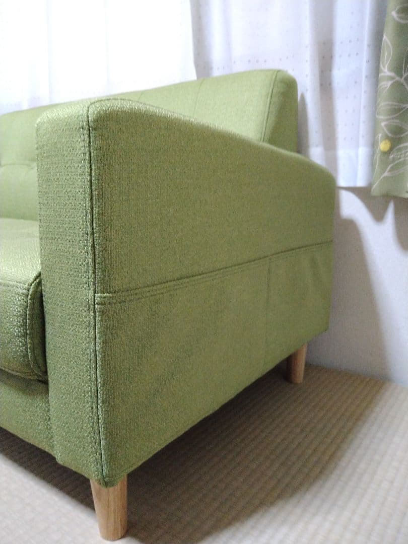 ファブリックソファ 緑色ソファ 布製ソファ ローソファ