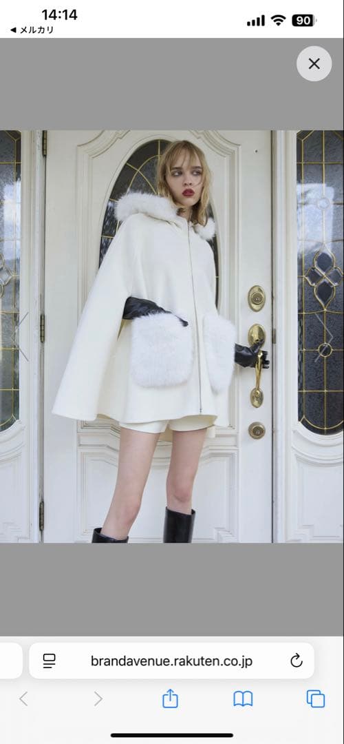 eimy ファーポケットスカラップマントコート