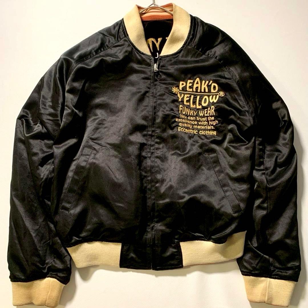 【キヨ】PEAK’D YELLOW スカジャン ベロア 刺繍 リバーシブル