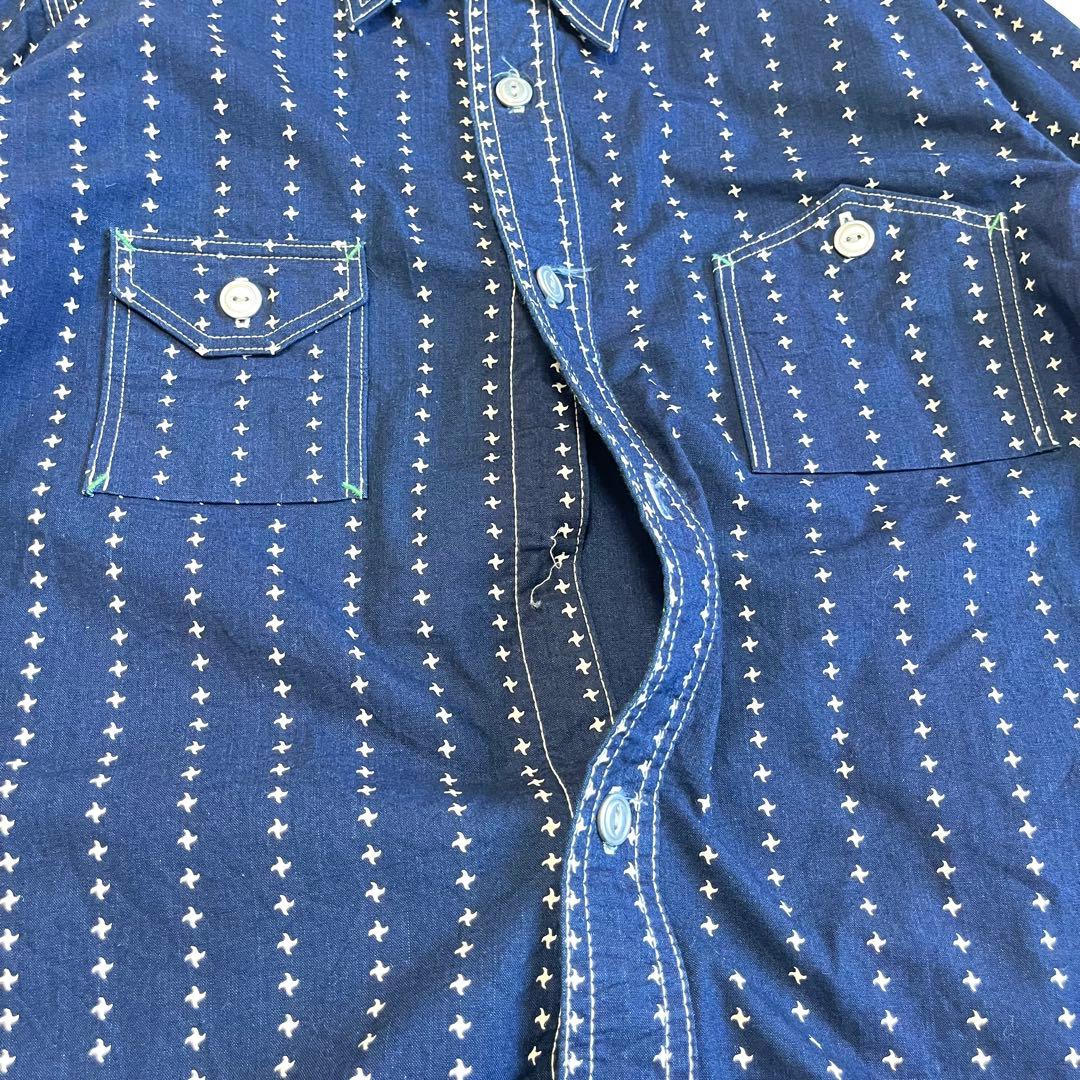 訳あり サムライジーンズ　ワークシャツ　手裏剣ウォバッシュ　ユニオンチケット　L