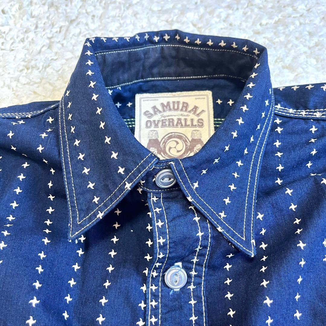 訳あり サムライジーンズ　ワークシャツ　手裏剣ウォバッシュ　ユニオンチケット　L
