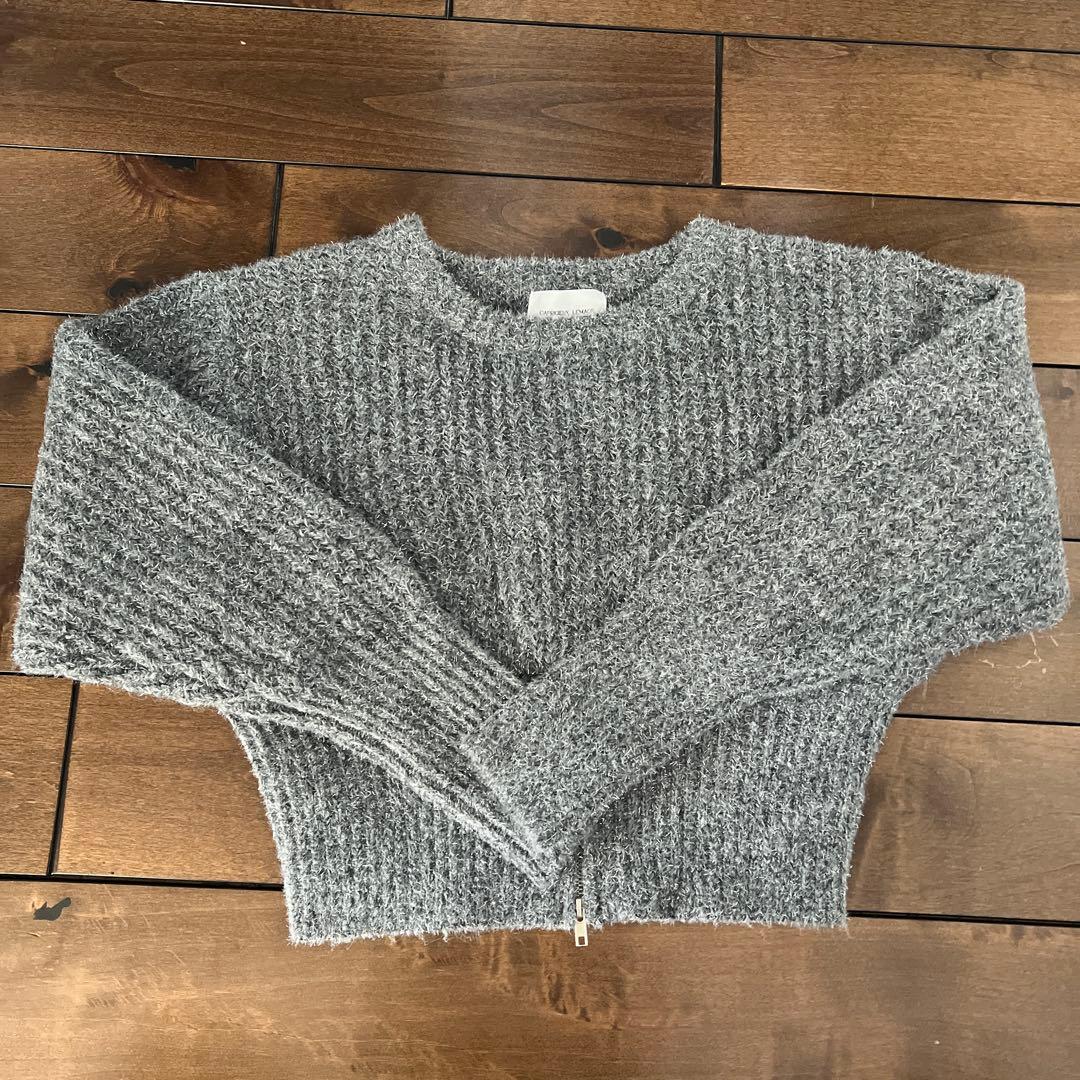 完売　裾ジップ　ラメプルオーバー　グレー　CAPRICIEUX LE'MAGE