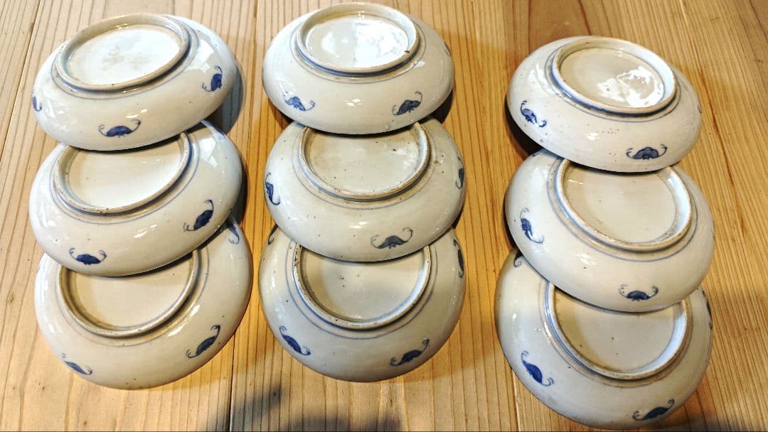 【AB骨董品】直径11.5㌢／干支・和風模様の陶器皿 18枚セット【古伊万里】
