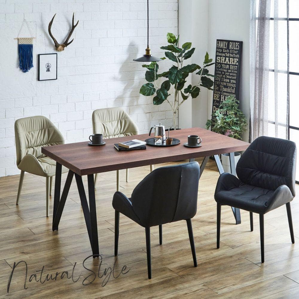 ウォールナット　160㎝　ダイニングテーブル　木製　高級感　ブラウン　スチール脚