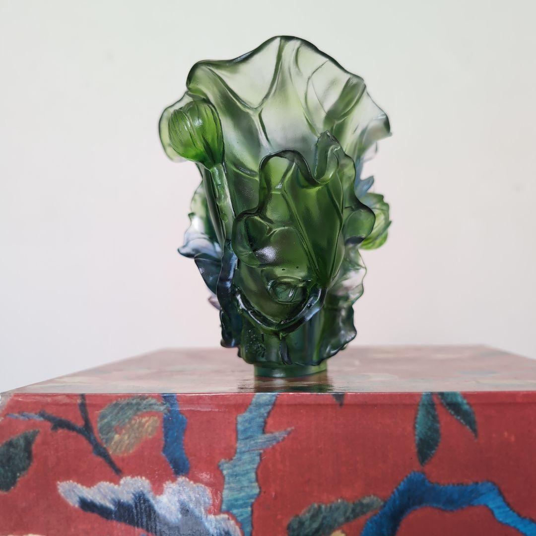 瑠璃工房LIULIGONGFANG ガラス工芸品　置物　LOTUS FLOWER