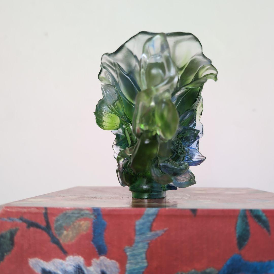 瑠璃工房LIULIGONGFANG ガラス工芸品　置物　LOTUS FLOWER