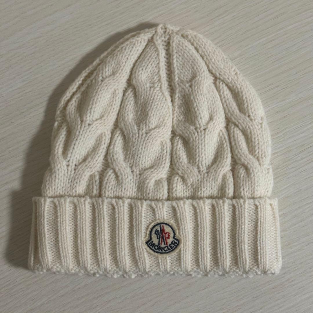 美品✨MONCLER モンクレール　アイボリー　キッズ　ビーニー　ケーブル編み