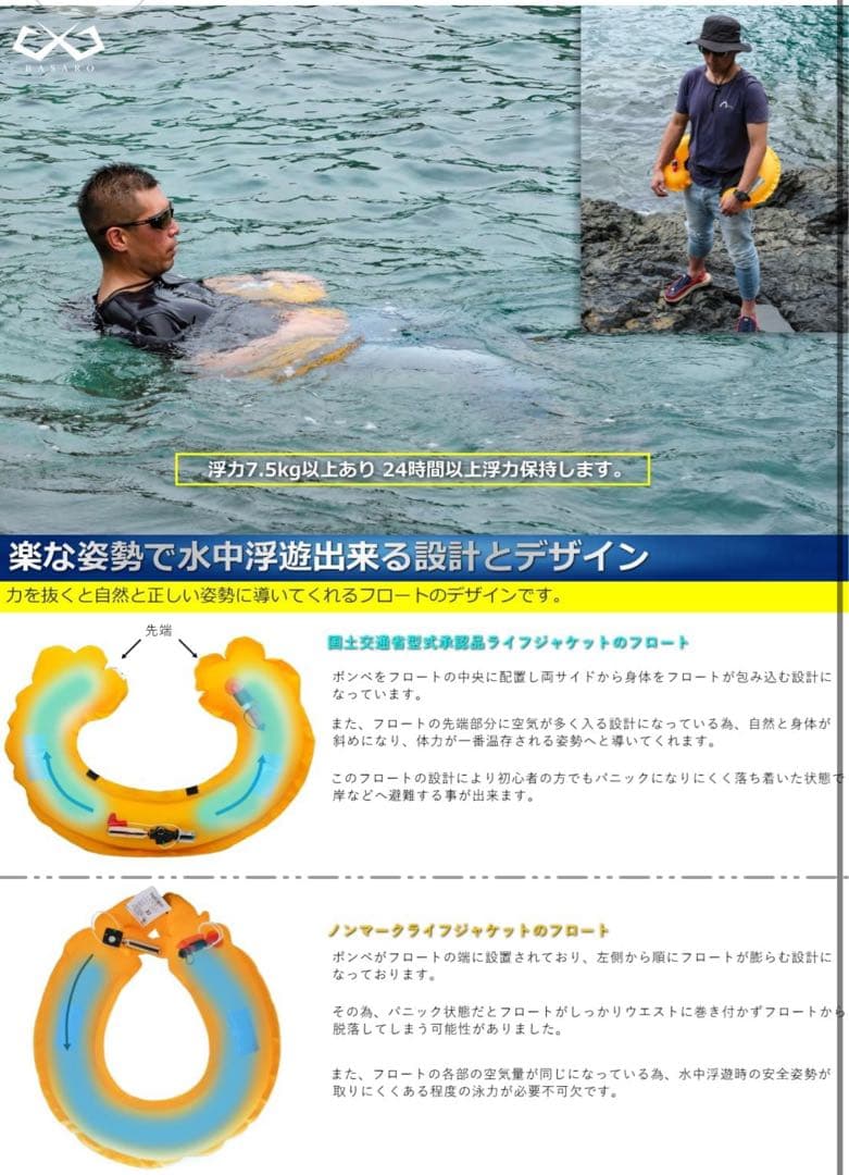 新品 桜マーク ライフジャケット 自動膨脹式 ボンベ付き 型式承認 ブラックカモ