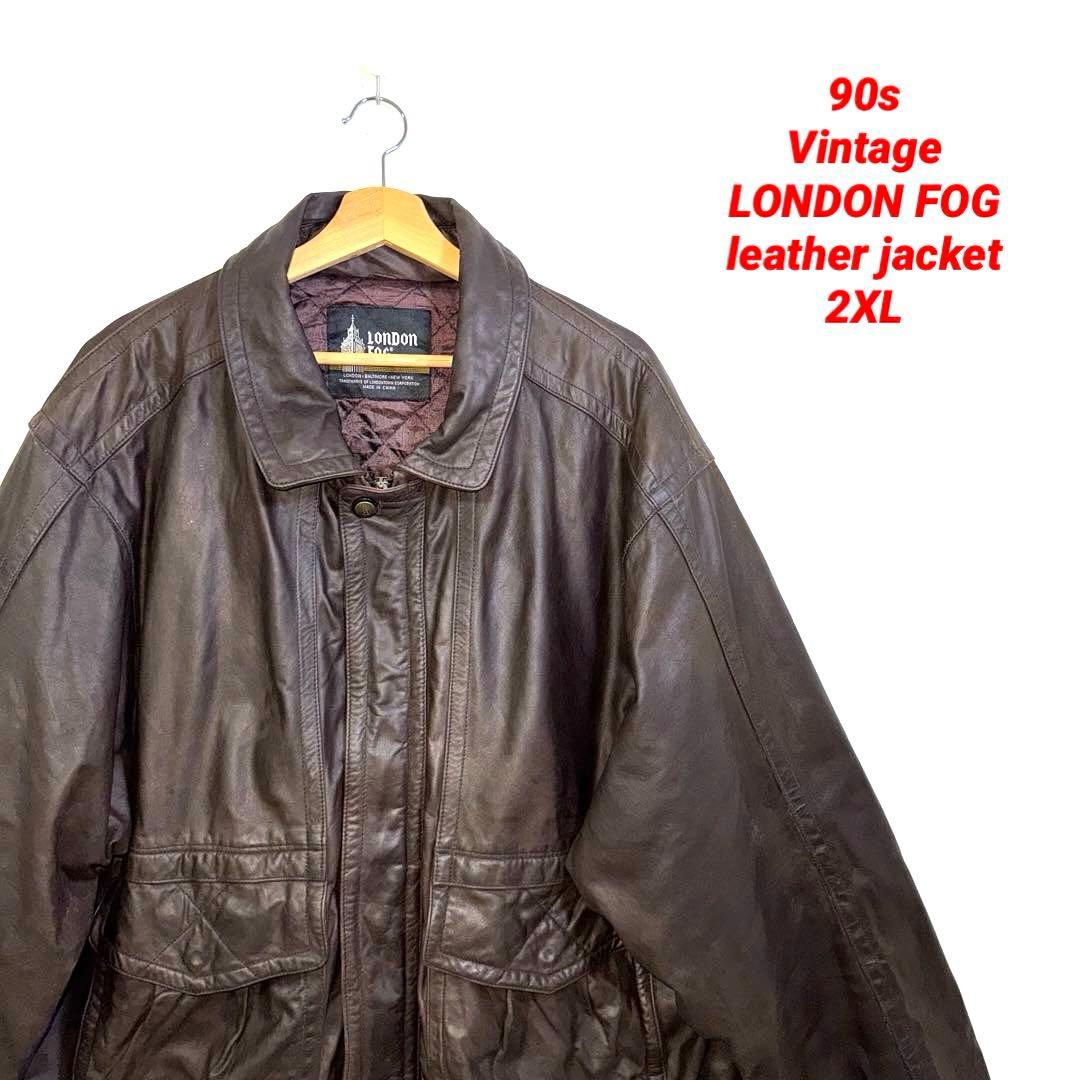90s Vintage ロンドンフォグ　レザージャケット　茶色　2XL