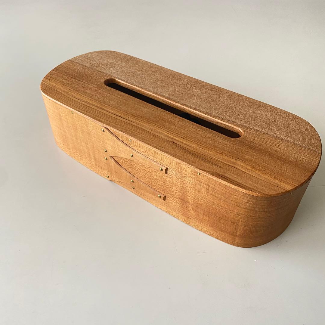 木製オーバルティッシュボックス まる工芸