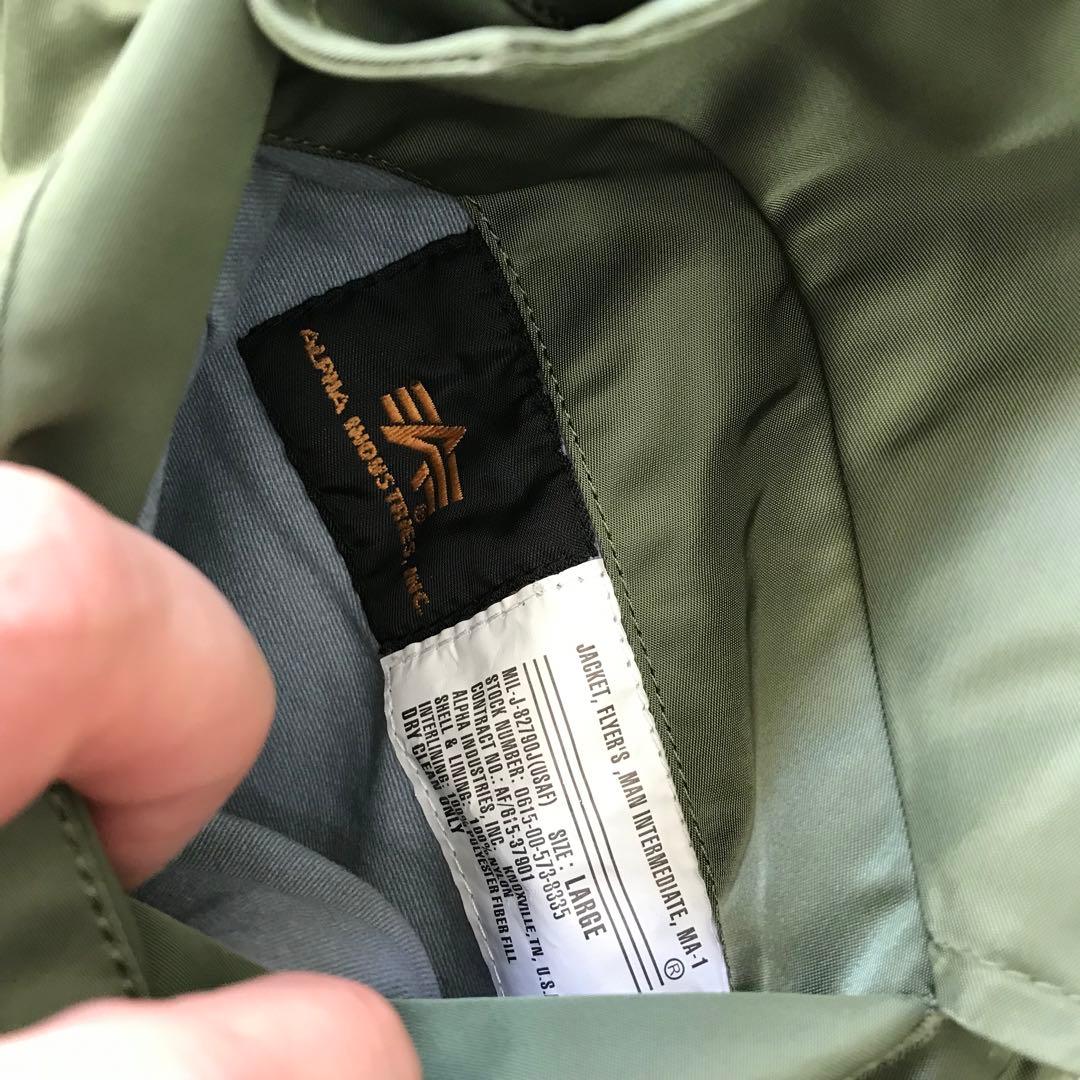 ALPHA MA-1 フライトジャケット 中綿 美品 カーキ L