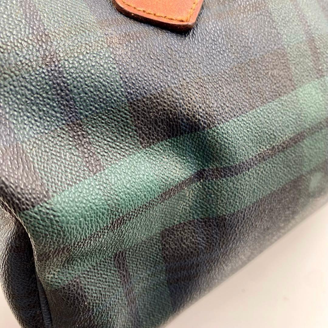 ポロ ラルフローレン ミニボストンバッグ チェック柄 ハンドバッグ グリーン