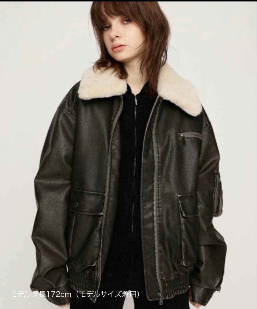 SLY ヴィンテージフェイクレザーブルゾン