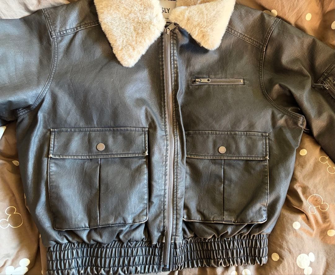 SLY ヴィンテージフェイクレザーブルゾン