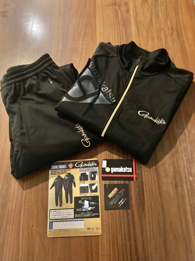 がまかつ　GM-3535 ブリーズテックススーツ Lサイズ　ブラック×ネイビー