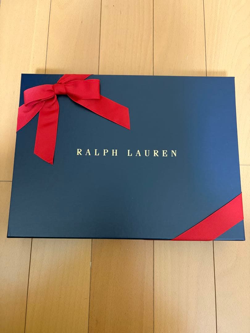 【新品ギフト】ラルフローレン メンズ マフラー 紺×グレー ギフトBOX&紙袋付