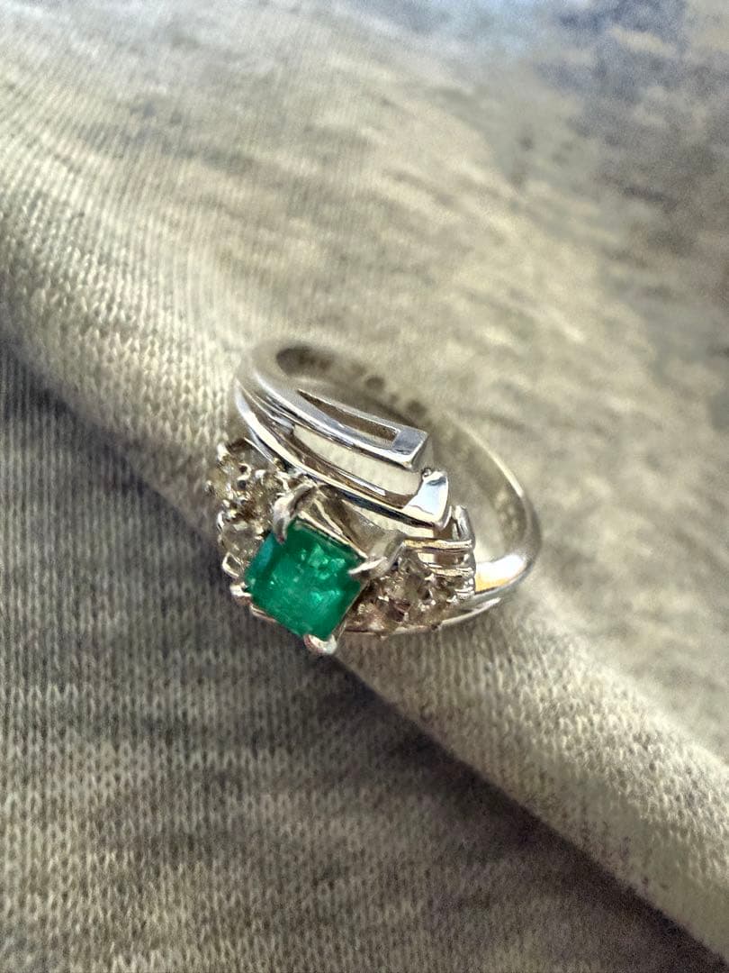 美品エメラルド ダイヤモンド シルバーリング