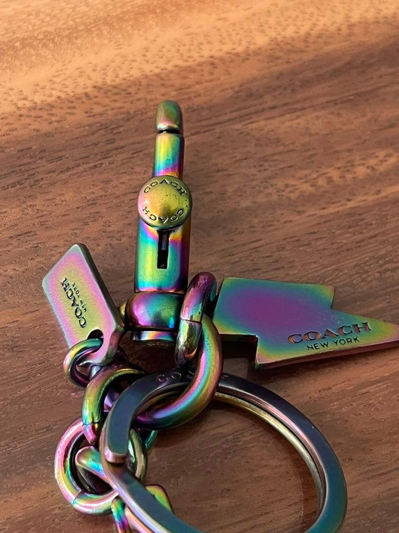 美品 【COACH】コーチ /レキシー虹色恐竜-レインボーキーホルダー