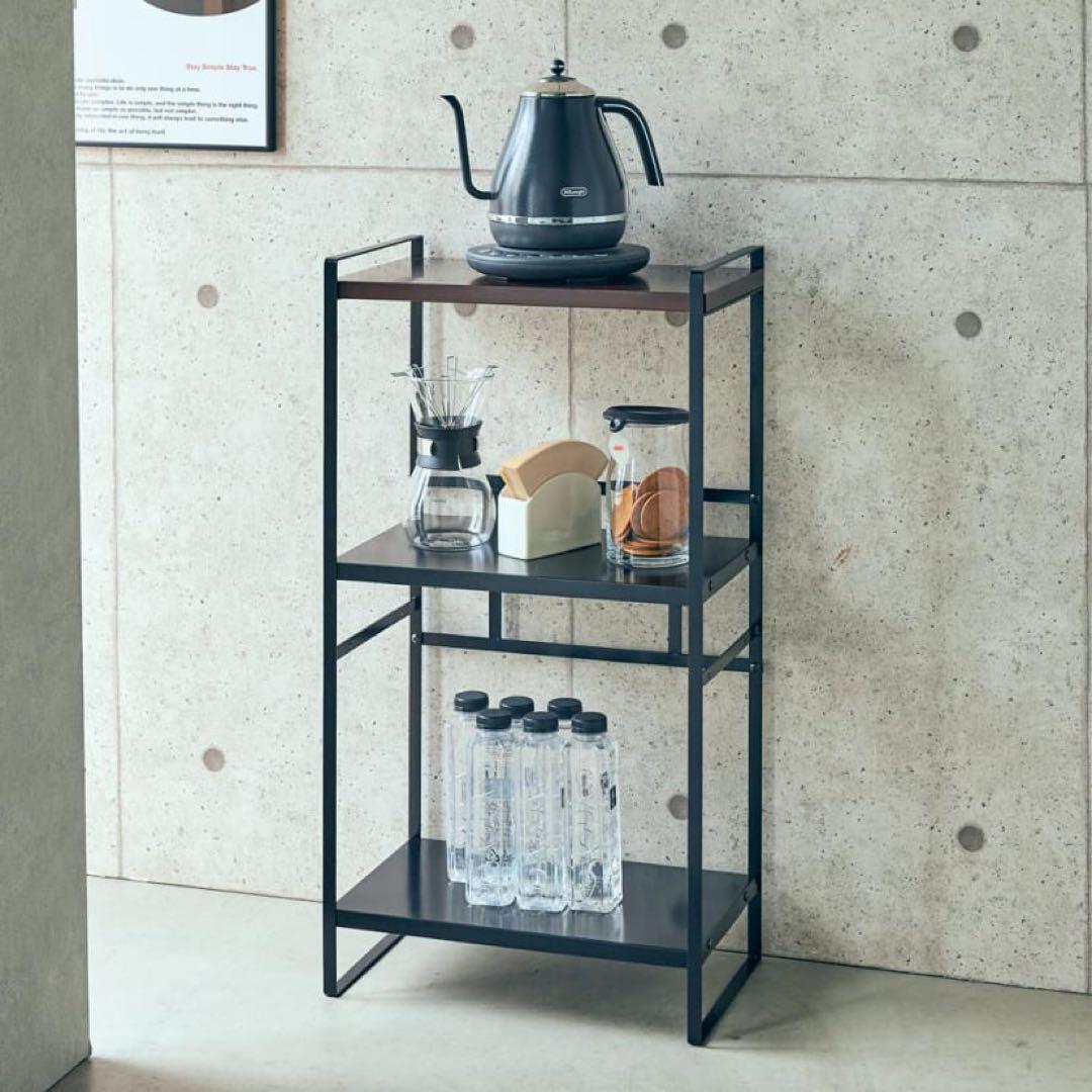 ラバーウッド天板スリム家電ラック 幅45cm