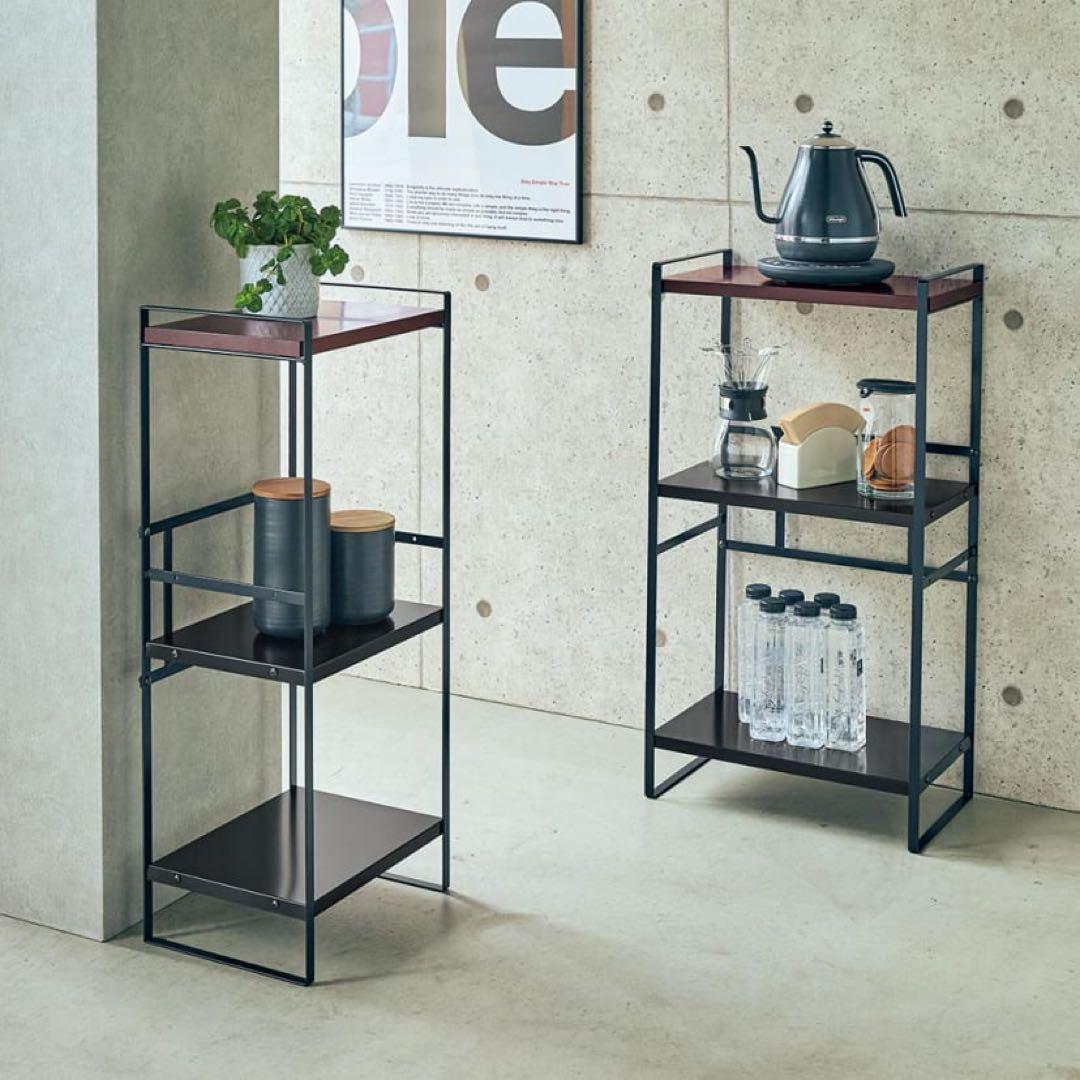 ラバーウッド天板スリム家電ラック 幅45cm