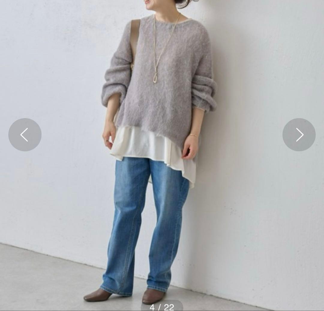 ビアズリー★モヘヤルーズニット　クルーネック　グレー