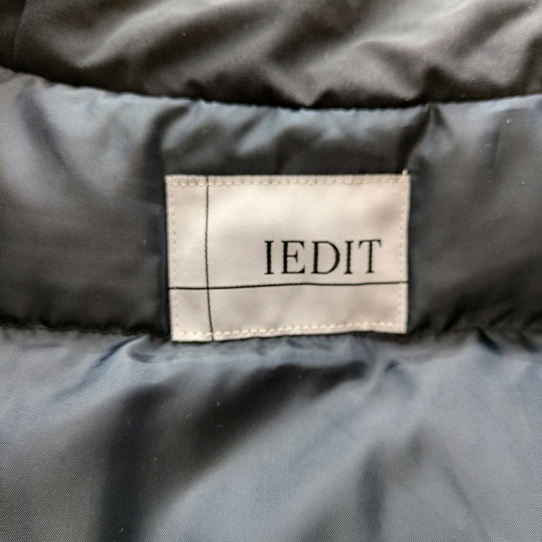 ★IEDIT イディット ロング丈 ダウンコート 撥水加工 ネイビー L