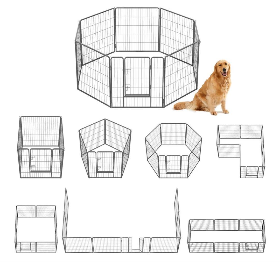 FEANDREA ペットサークル 大型犬用 中型犬用 ペットフェンス 折り畳み式