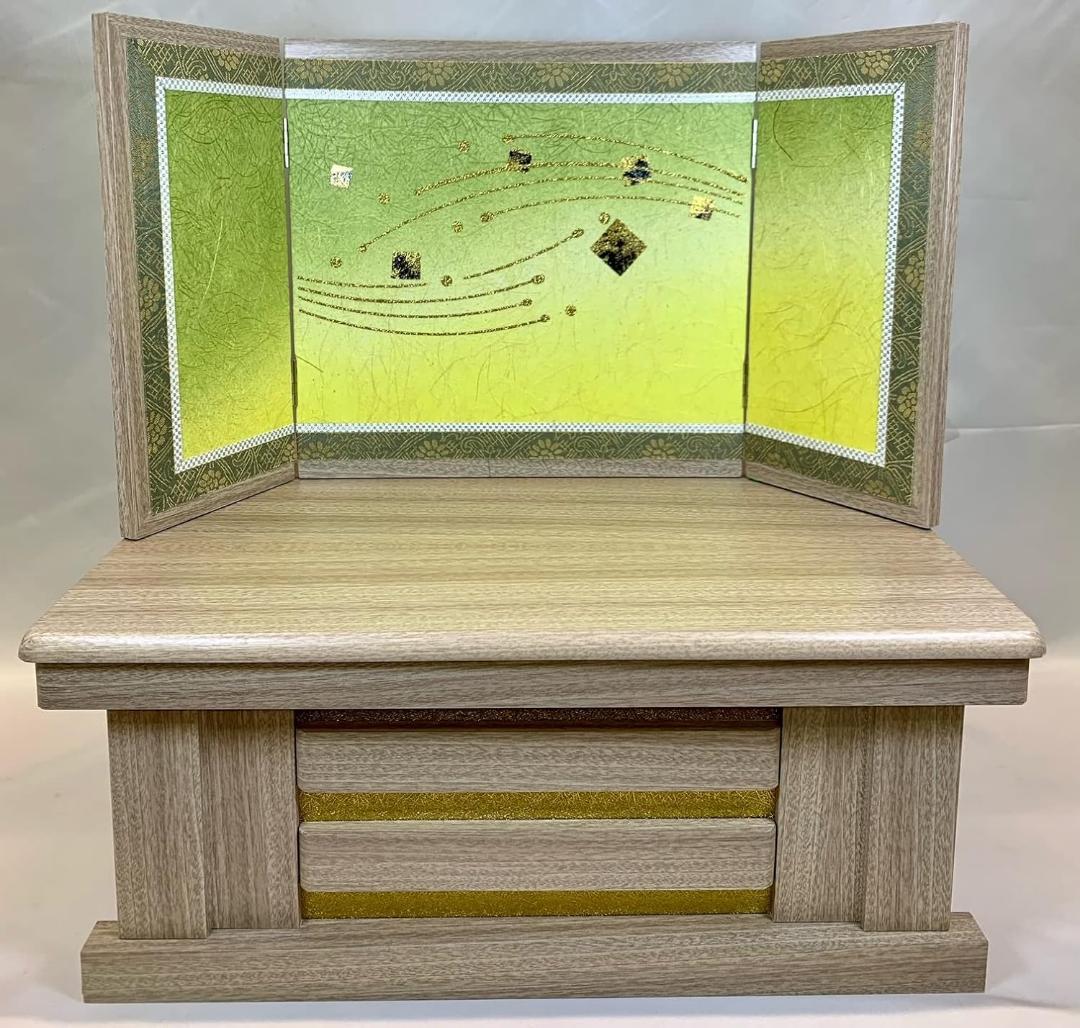 白木収納セット 三曲屏風(緑) F830 飾り台＆屏風のみ 五月人形 兜飾り