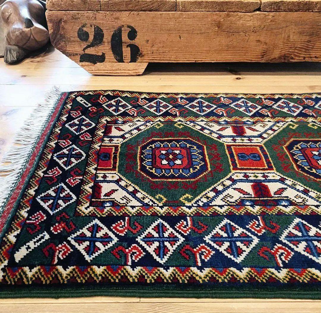 【ロングサイズ】90s トライバルラグ　ヴィンテージラグ　アフガン　トルクメン